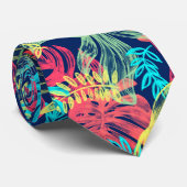 Cravate Couleur de l'eau turquoise Vibrant motif Hawaiian (Roulé)