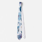 Cravate Couleur d'eau bleu et marine Mariage floral (Devant)