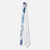 Cravate Couleur d'eau bleu et marine Mariage floral (Dos)