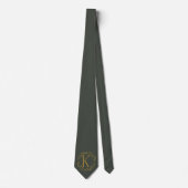 Cravate Couleur d'olive noire Groomsmen monogramme (Devant)