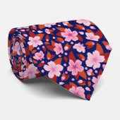 Cravate Couleur Editable Sakura d'arrière - plan ou fleur (Roulé)