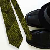 Cravate Couleur or Alligator Faux Cuir ・ double face