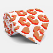 Cravate Couleur orange et Empreinte de léopard blanc (Roulé)