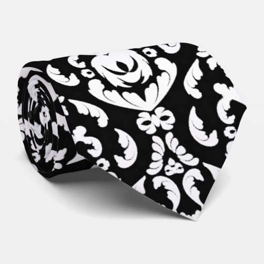 Cravate Couleur personnalisée Fancy White Damask (Roulé)