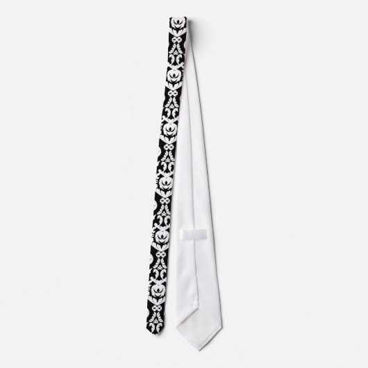 Cravate Couleur personnalisée Fancy White Damask (Dos)