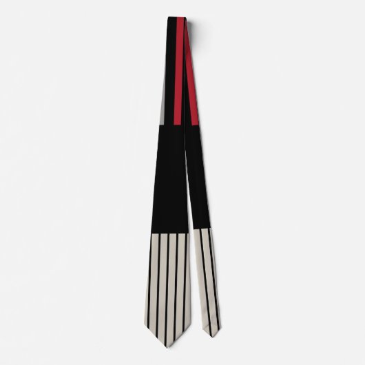 Cravate Couleur Pop Stripes-Rouge, Gris, Noir et Bone Blan (Devant)
