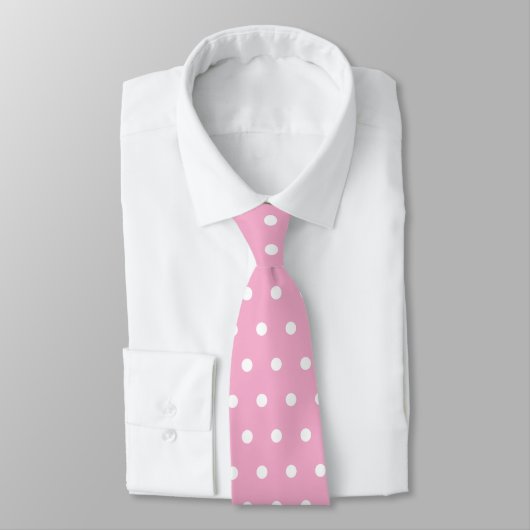 Cravate Couleur rose clair avec pois classiques (Attaché)