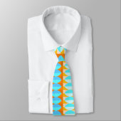 Cravate Couleur Turquoise Bleu Orange Jaune Motif (Attaché)