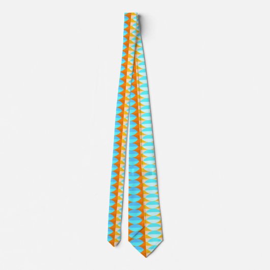 Cravate Couleur Turquoise Bleu Orange Jaune Motif (Dos)