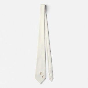 Cravate couleur uni ivoire -monogrammé