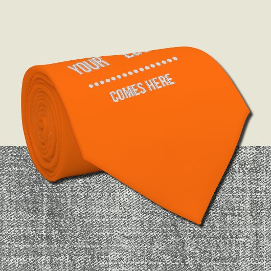 Cravate couleur unie néon orange - ajouter le logo