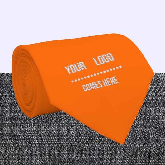 Cravate couleur unie néon orange - ajouter le logo