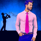 Cravate couleur unie rose néon