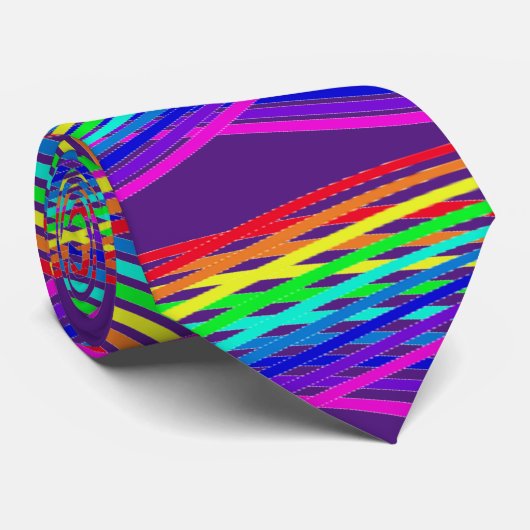 Cravate Couleurs arc-en-ciel Abstraites avec pourpre (Roulé)