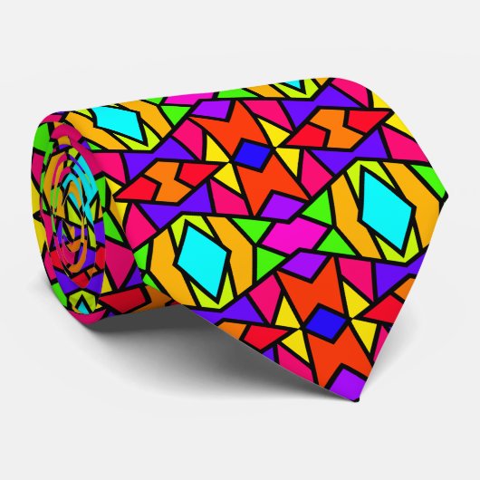 Cravate Couleurs arc-en-ciel Patchwork Motif de répétition (Roulé)