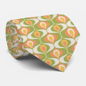 Cravate Couleurs chaudes Ornements ondulés Mi-siècle (Roulé)