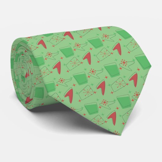 Cravate Couleurs de Noël rétro Motif atomique (Roulé)