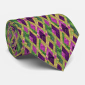Cravate Couleurs du Mardi Gras Formes Diamant (Roulé)