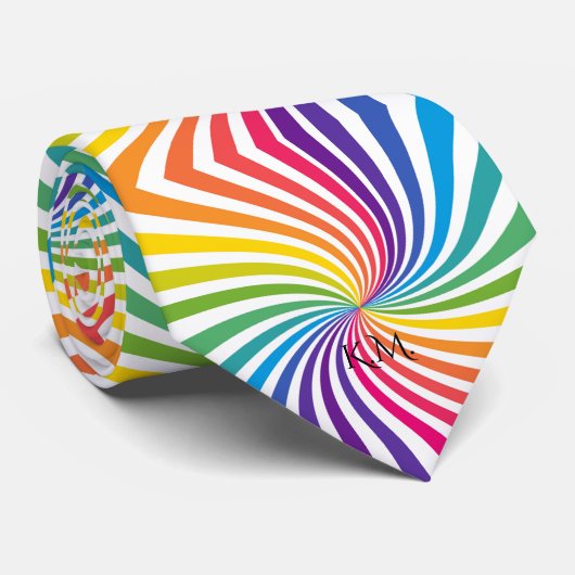 Cravate Couleurs Flamboyantes Gras Dynamique Jeu Arc-en-ci (Roulé)
