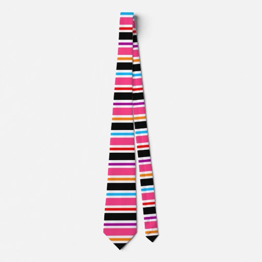 Cravate Couleurs multiples roses noir (Devant)