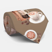 Cravate Coupe de fabrication de café beige aquarelle marro (Roulé)