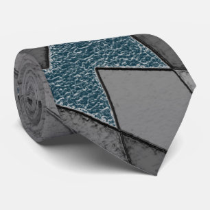 Cravate Coupes triangulaires gris avec des pièces bleues f