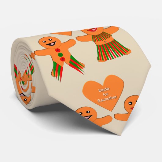 Cravate Couple de pain d'épices de Noël (Roulé)