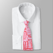 Cravate Courbe Rose Gribouillis Abstrait Moderne (Attaché)