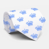 Cravate Couronne 01 - Bleu bébé sur blanc (Roulé)