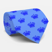 Cravate Couronne 01 - Bleu sur bleu clair (Roulé)