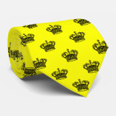 Cravate Couronne 01 - Noir sur Jaune (Roulé)