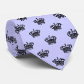 Cravate Couronne 01 - Noir sur poudre bleu (Roulé)