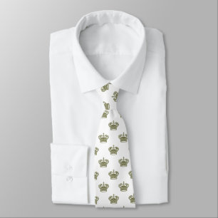 Cravate Couronne 01 - Olive profond sur blanc