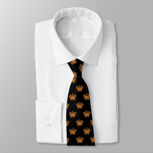 Cravate Couronne 01 - Orange clair sur noir (Attaché)