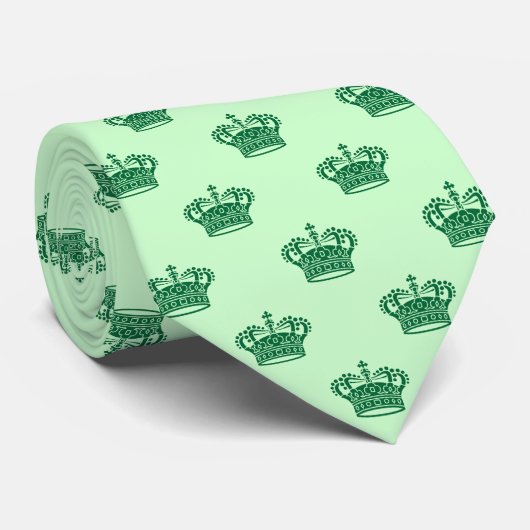 Cravate Couronne 01 - Vert forestier sur vert pâle (Roulé)