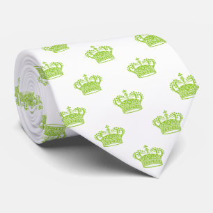 Cravate Couronne 01 - Vert Martien sur Blanc