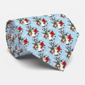 Cravate Couronne festive de Noël de rennes bleus  (Roulé)
