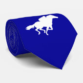Cravate Course de chevaux bleue (Roulé)