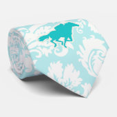 Cravate Course de chevaux turquoise (Roulé)