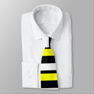 Cravate Coutume blanche et noire jaune Horizontal-Rayée