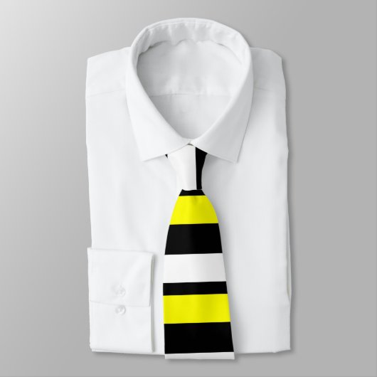 Cravate Coutume blanche et noire jaune Horizontal-Rayée (Attaché)
