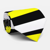 Cravate Coutume blanche et noire jaune Horizontal-Rayée (Roulé)