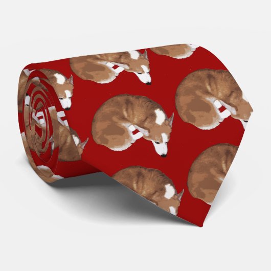 Cravate Couture V de corgi (Roulé)