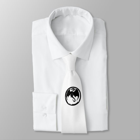 Cravate Couvercle blanc Dragon noir (Attaché)