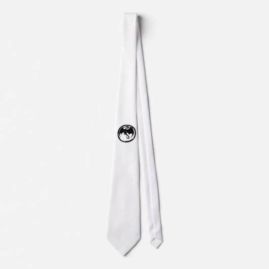 Cravate Couvercle blanc Dragon noir (Devant)