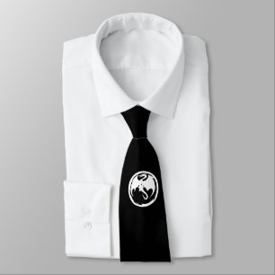 Cravate Couvercle noir Dragon blanc