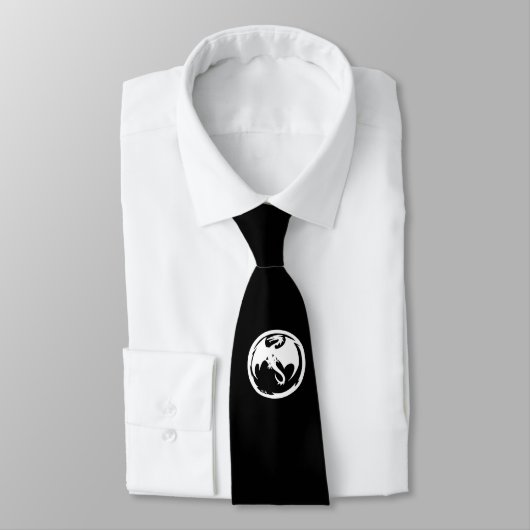 Cravate Couvercle noir Dragon blanc (Attaché)