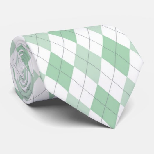 Cravate Couvercle vert et blanc Jacquard (Roulé)
