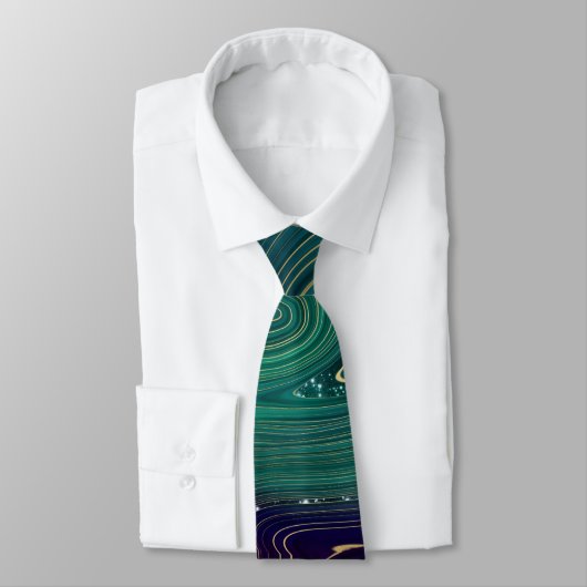Cravate Couvercles hommes marbres bleus et verts (Attaché)