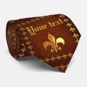 Cravate Couverture en cuir vieilli avec fleur de Lys doré  (Roulé)
